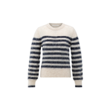 YAYA Collegiate Blue Dessin Long Sleeve Striped Sweater