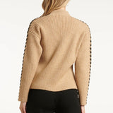 Smashed Lemon Camel & Black Knitted Top