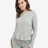 YAYA Medium Grey Melange Jersey Cardigan With Small Buttons
