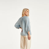 Smashed Lemon Light Blue Flowing Blouse