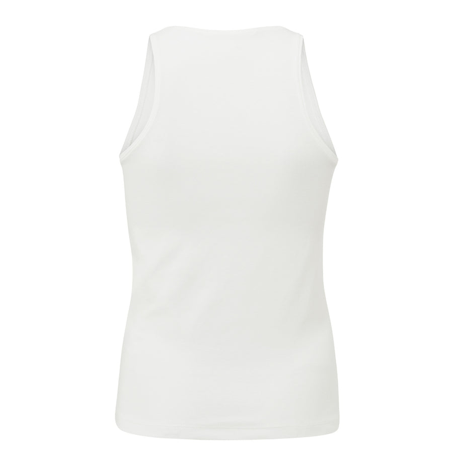 YAYA Star White Basic Halter Top with Crew Neck