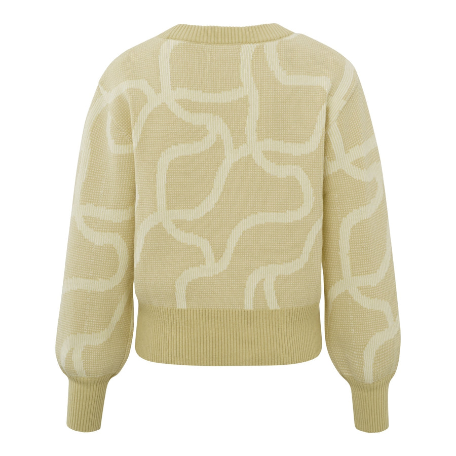 YAYA Jacquard Woven Sweater in Parsnip Yellow Dessin