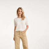 Smashed Lemon White-Gold Lurex Knit Top