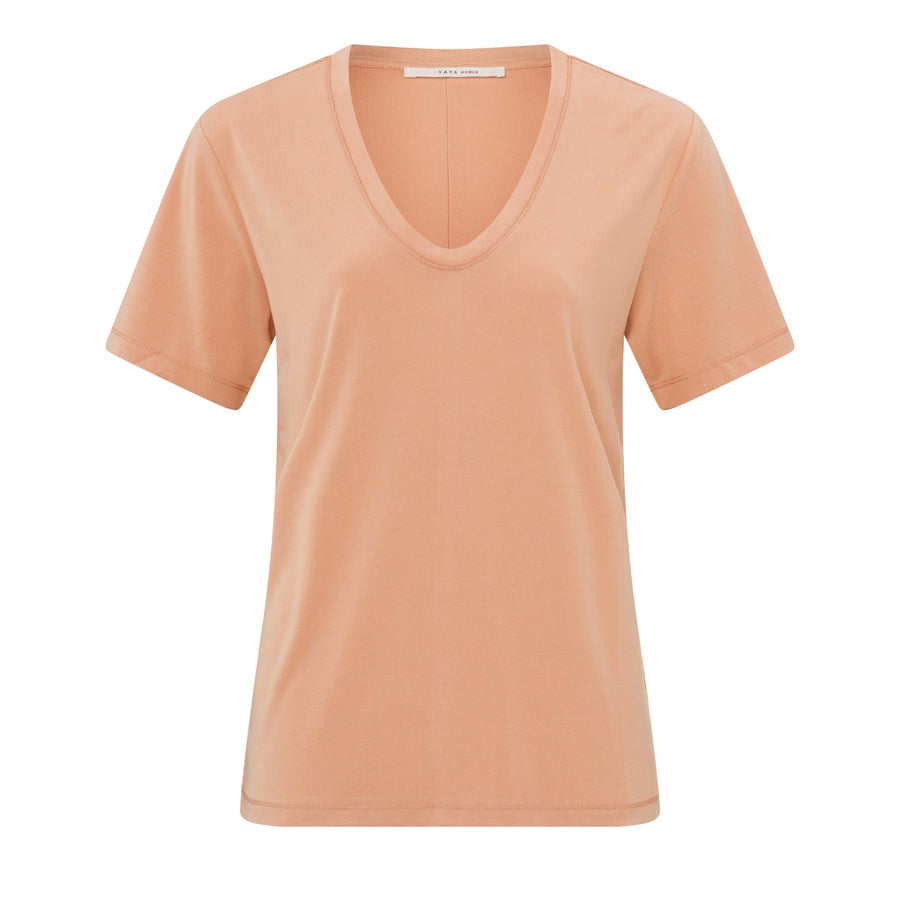 YAYA Basic Slim-Fit T-Shirt in Dusty Coral Orange