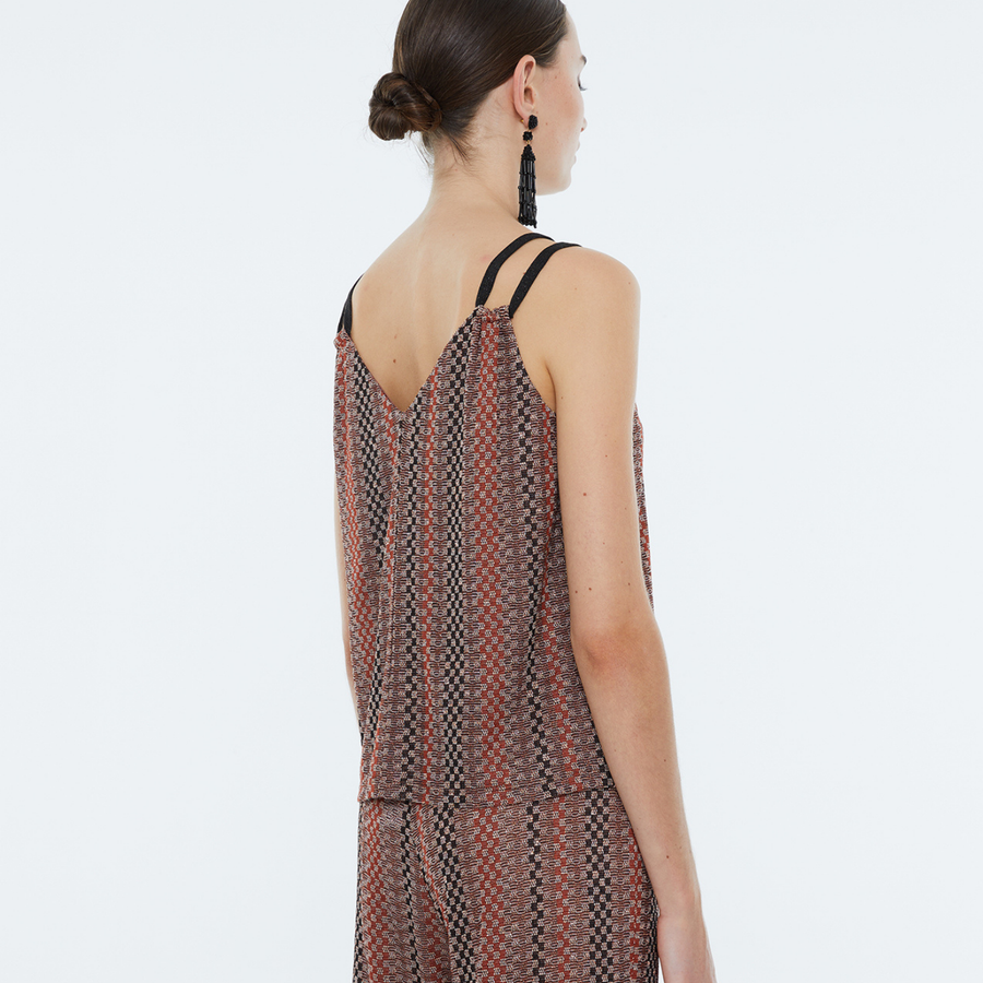 Andam Printed Camel Strap Top