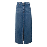 YAYA Blue Denim Maxi Skirt with a Slit