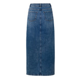 YAYA Blue Denim Maxi Skirt with a Slit