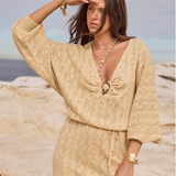 Spell The Moss Knit Mini Dress in Gold