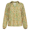 Smashed Lemon Green-Multicolour Printed Collared Top