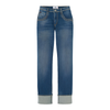 Le Temps Des Cerises Dark Blue Revers High Rise Wide Leg Jeans