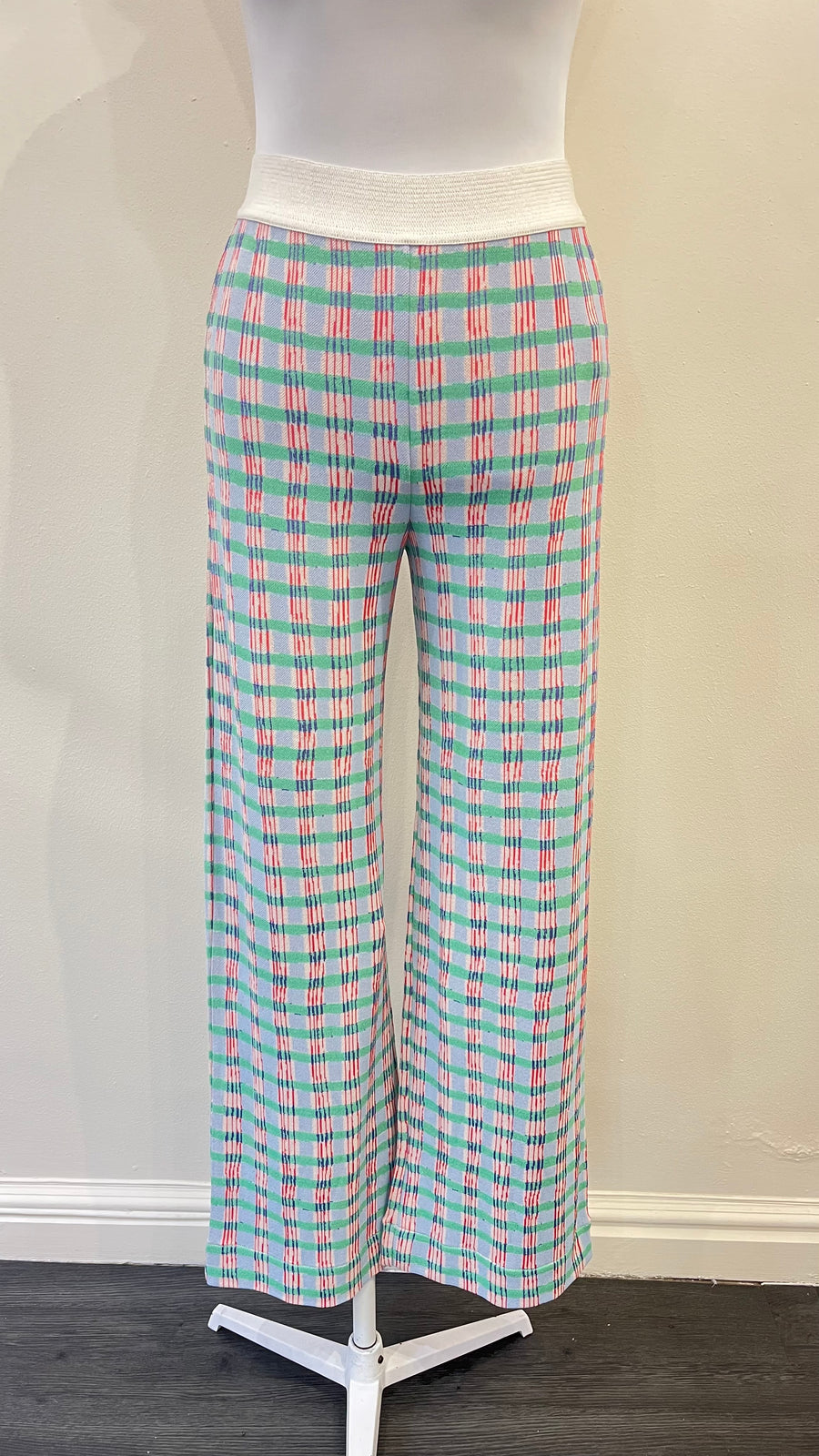 Aldo Martins Dori Verde Plaid Long Pants with Elastic Waistband