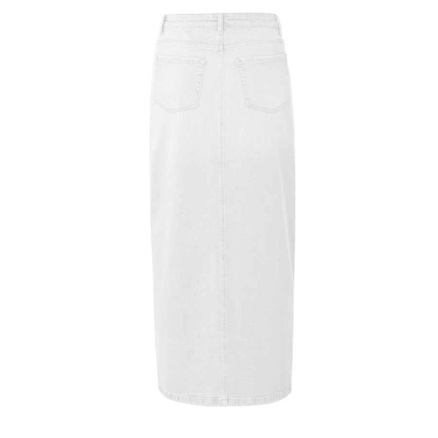 YAYA Off-White Denim Maxi Skirt with a Slit