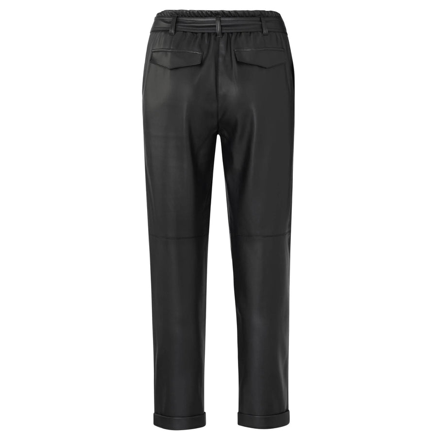 YAYA Faux Leather Straight Trouser in Black With A Belt