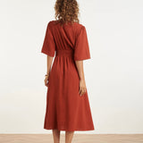 Smashed Lemon Brique Airy Linen Dress