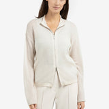 YAYA Kit Beige 99044 Textured Cardigan High Neck