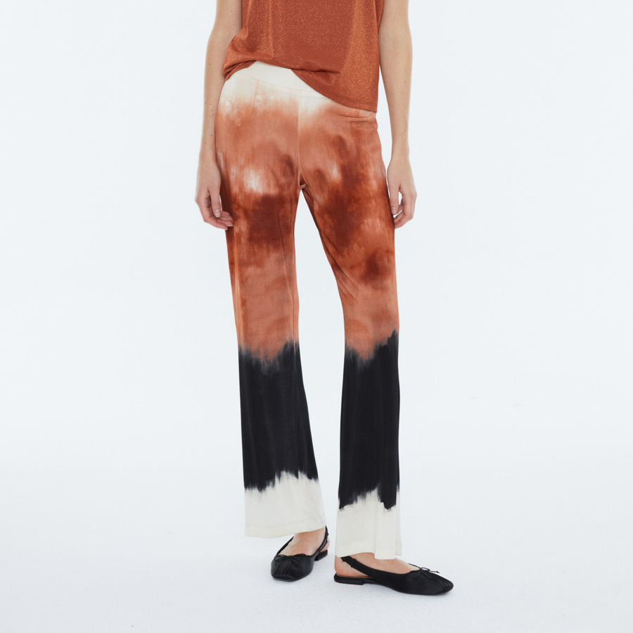 Andam Dye-Look Camel Pants with Elastic Waistband
