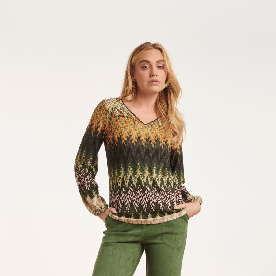 Smashed Lemon Multicolour Abstract Print Long Sleeve Top