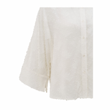 YAYA Off White Cropped Loose Fit Jacquard Bio