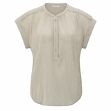 YAYA Silver Lining Beige Flowy Polo Top
