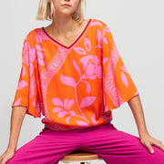 Aldo Martins Wide-Sleeve Desire Top in Coral