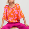 Aldo Martins Wide-Sleeve Desire Top in Coral