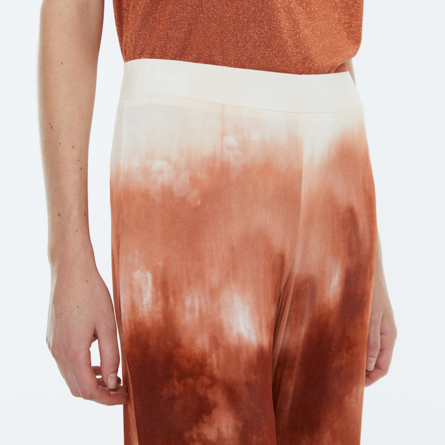 Andam Dye-Look Camel Pants with Elastic Waistband