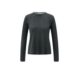 YAYA Anthracite Melange Long Sleeve Top With Suedine Trim Neckline