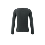 YAYA Oyster Black Light Structured Knitted Top