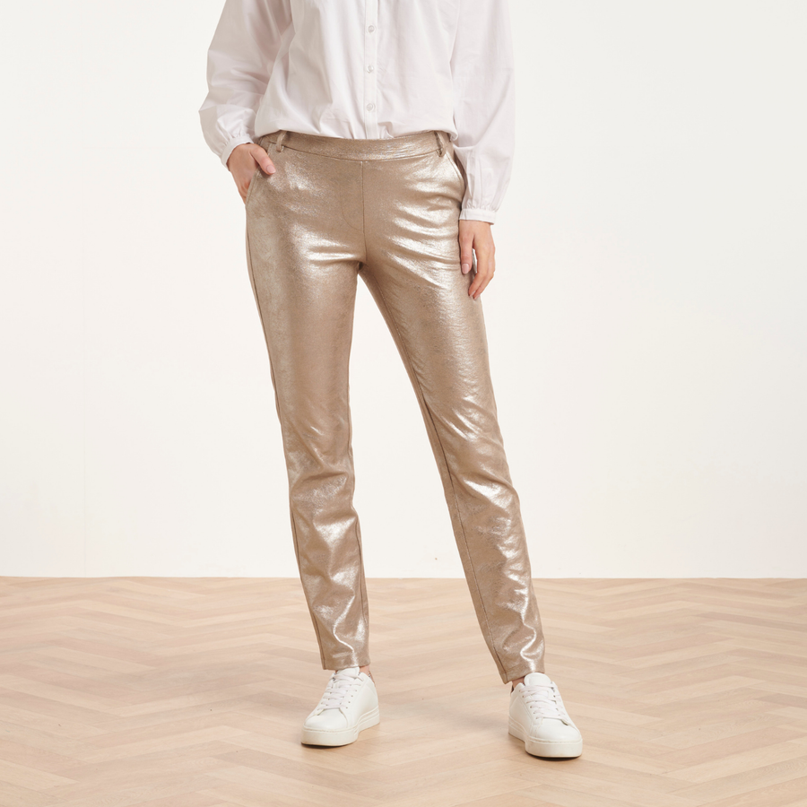 Smashed Lemon Metallic Silver Cigarette Trousers