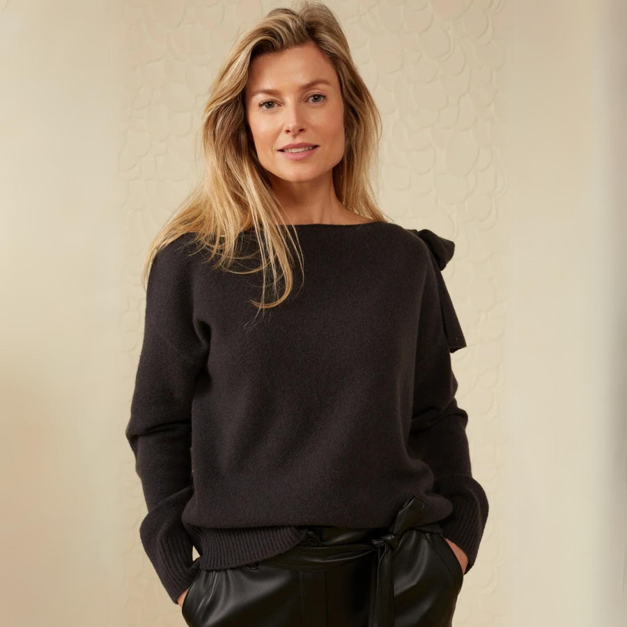 YAYA Open Shoulder Sweater in Phantom