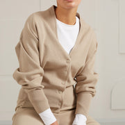 YAYA Alumnium Beige Button-Up Cardigan