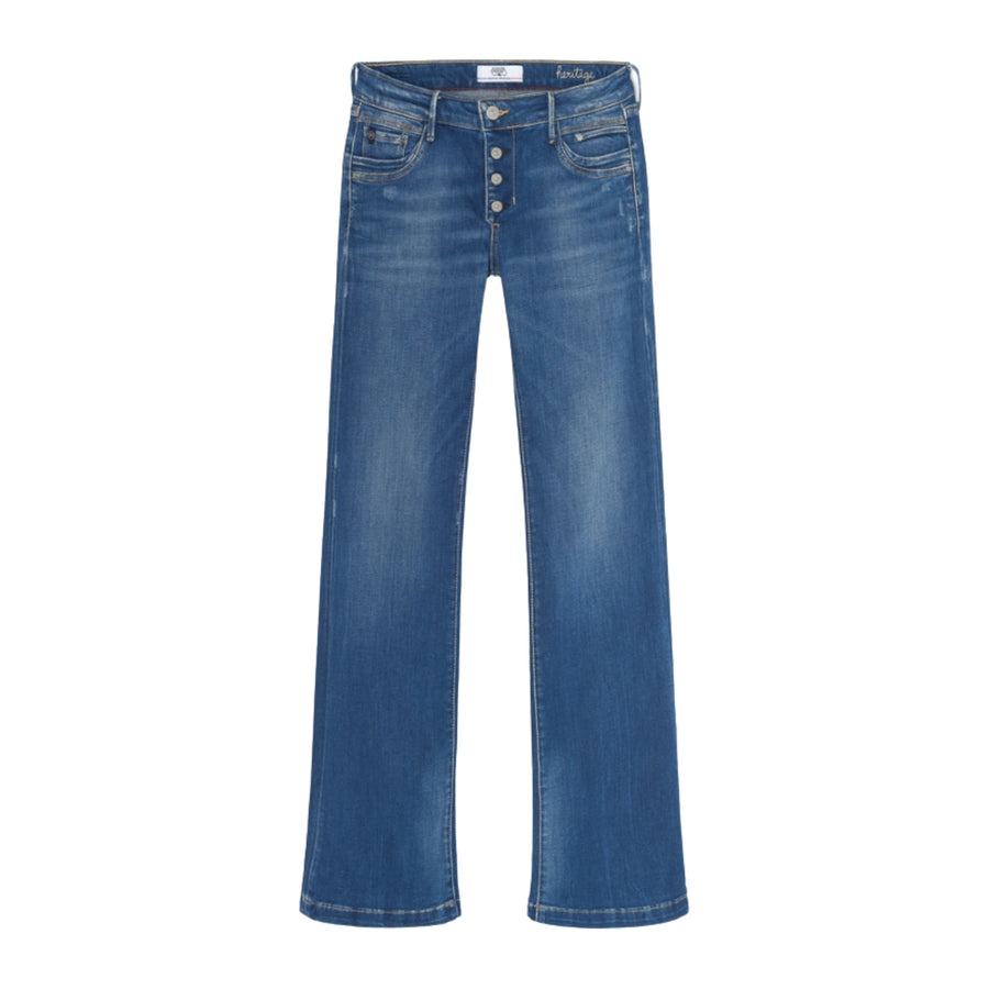 Le Temps Des Cerises Blue Baho Button-Up Flared Jeans