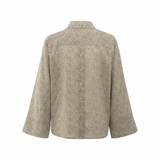 YAYA Greyish Brown Dessin Printed Boyfriend Shirt With B