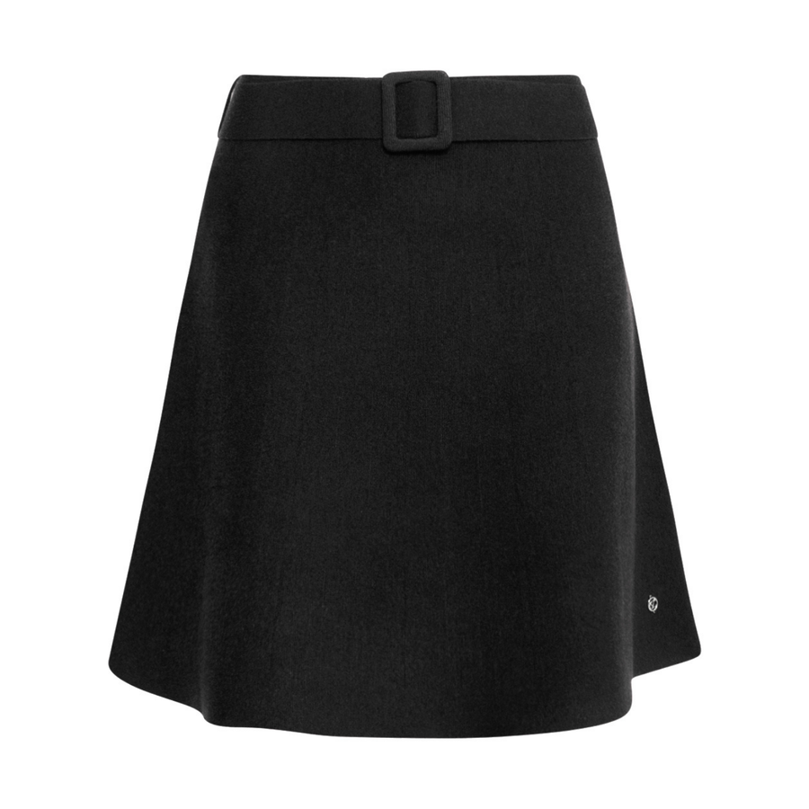 Smashed Lemon Black Belted A-Line Skirt