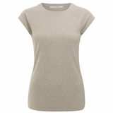 YAYA Silver Lining Beige Melange Fabric Mix Top With Seam Detail