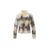YAYA Dark Taupe Grey Dessin Printed Long Sleeve Sweater With High Neckline