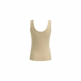 YAYA Khaki Green Melange Rib Singlet With Fancy Edge