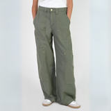 Le Temps Des Cerises Vetiver Holly Wide Leg Cargo Pants
