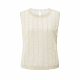 YAYA Off White Embroidered Singlet With Rib Detail