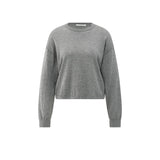 YAYA Meduim Grey Melange Textured Round Neck Long Sleeve Sweater