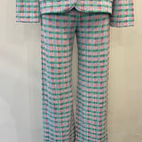 Aldo Martins Dori Verde Plaid Long Pants with Elastic Waistband