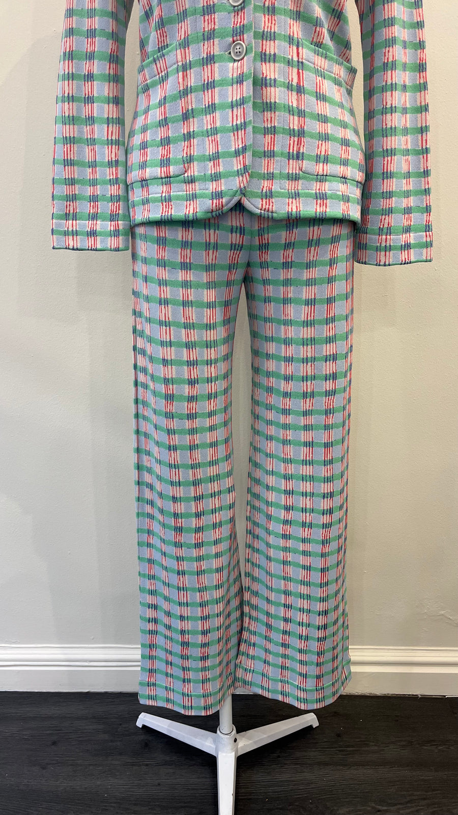 Aldo Martins Dori Verde Plaid Long Pants with Elastic Waistband