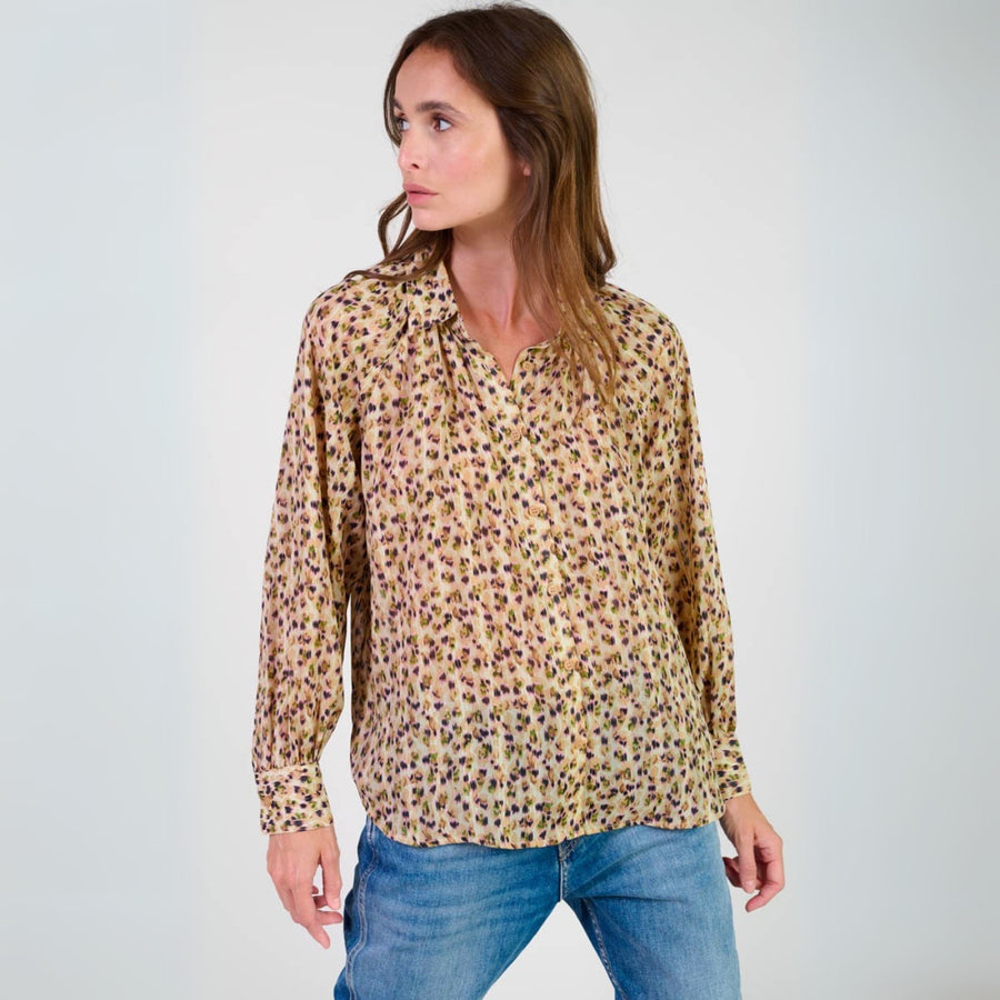 Le Temps Des Cerises Talou Sand Patterned Blouse