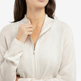 YAYA Kit Beige 99044 Textured Cardigan High Neck