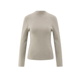 YAYA Brownish Grey Dessin High Neckline Duo Color Sweater