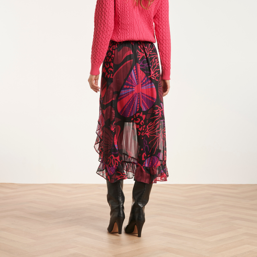 Smashed Lemon Pink & Black Multi Semi-Transparent Frilly Skirt
