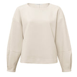 YAYA Sweatshirt with Puff Sleeve in Aluminium Beige