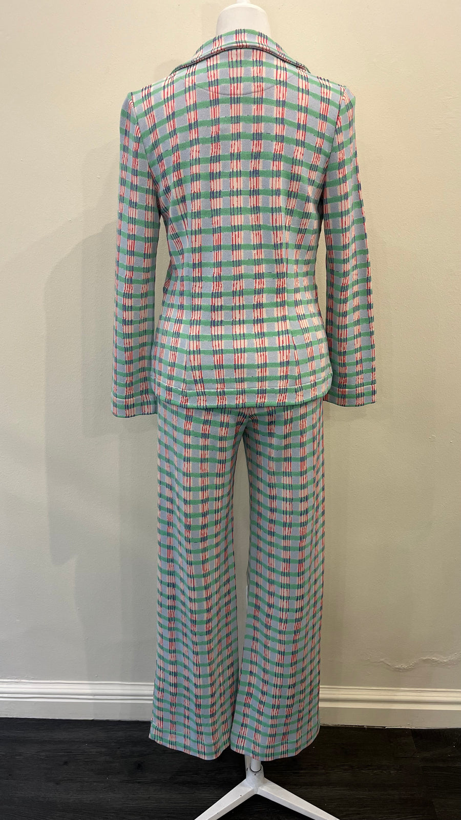 Aldo Martins Dori Verde Plaid Long Pants with Elastic Waistband