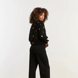 Smashed Lemon Black & Gold Knitted Top