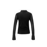 YAYA Black Mesh Top With Removable Cuffs & Collar